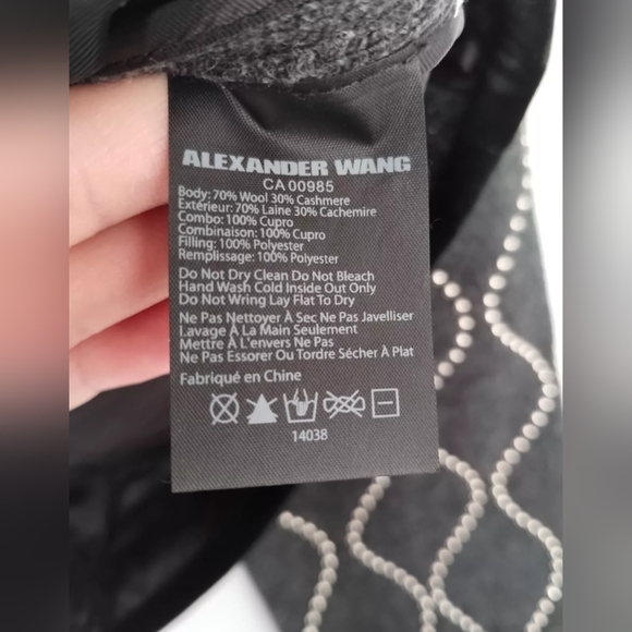 Alexander Wang Wool Cashmere Studded Sweater Pullover Gray Quilted Sz M - Picture 8 of 11